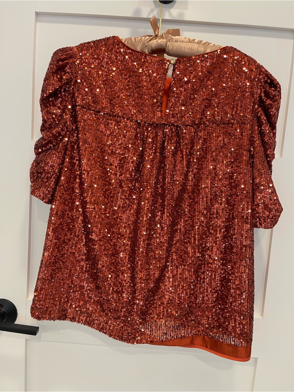 Anthropologie sequin puff sleeve top 8 Read - Picture 5 of 11